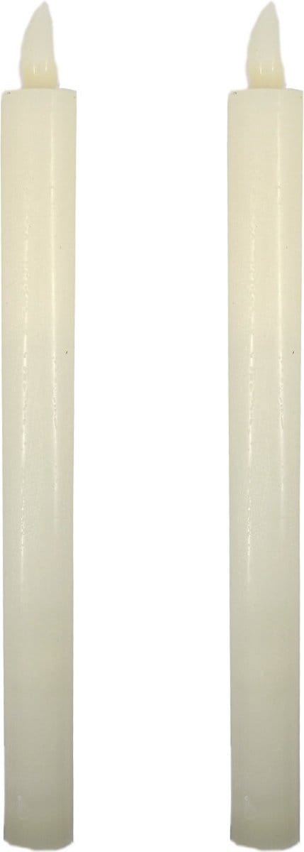 Cepewa Led dinerkaarsen - 2x stuks - LED-verlichting met timer - wit - 25 cm - op batterijen