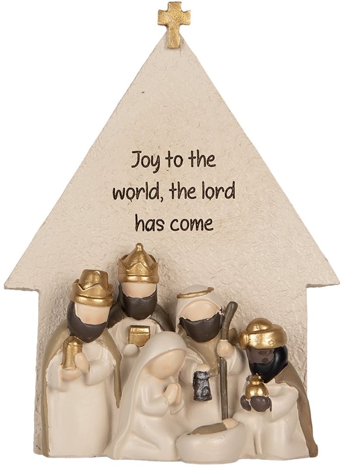 Clayre & Eef Kerstdecoratie Beeld Kerstgroep 16x6x21 cm Beige Kunststof