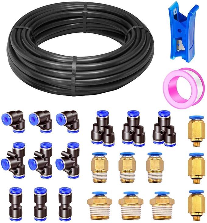 Cosensi- Persluchtslang 20 m - Hoge flexibiliteit - Polyurethaan - Buitendiameter 8 mm - Binnendiameter 5 mm - 21 pneumatische connectoren - Luchtleiding