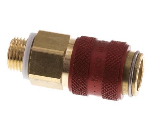 Messing DN 5 Rood Luchtkoppeling Snelkoppeling G 1/8 inch Buitendraad Double Shut-Off - CLS5-M-B-RED-SV-018