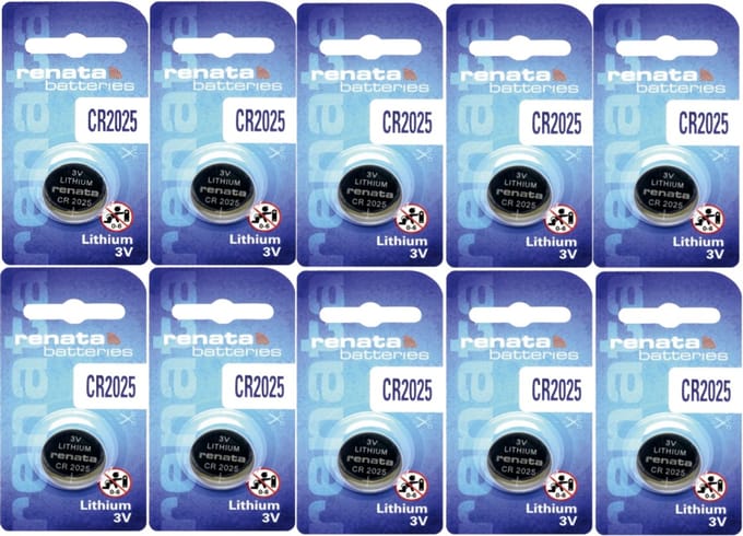 Renata – CR2025 MFR.SC CE – Lithium knoopcel batterij – 10 stuks