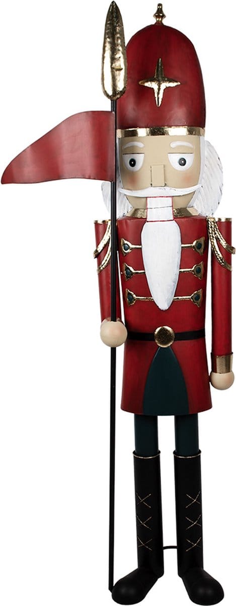 Clayre & Eef Kerstdecoratie Notenkraker 69x36x179 cm Rood Metaal