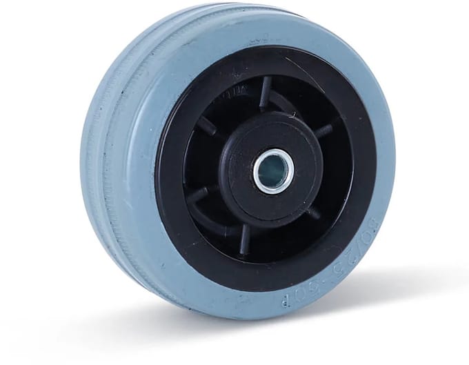 Grijs rubber wiel - 80mm - 60kg - Streeploos