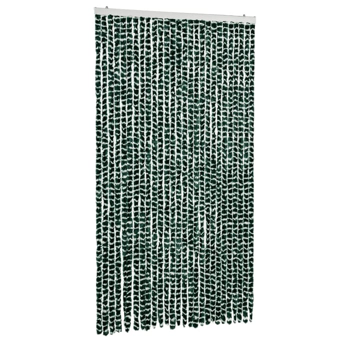 vidaXL - Vliegengordijn - 118x220 - cm - chenille - groen - en - wit
