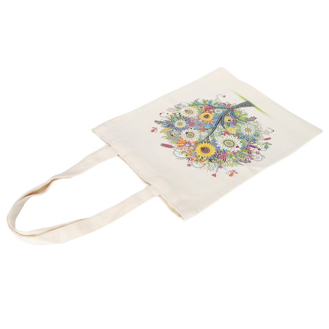 Sac de Peinture Diamant DIY Exquis Strass Peinture Sac de Courses Kit d'Outils CadeauBB002 white