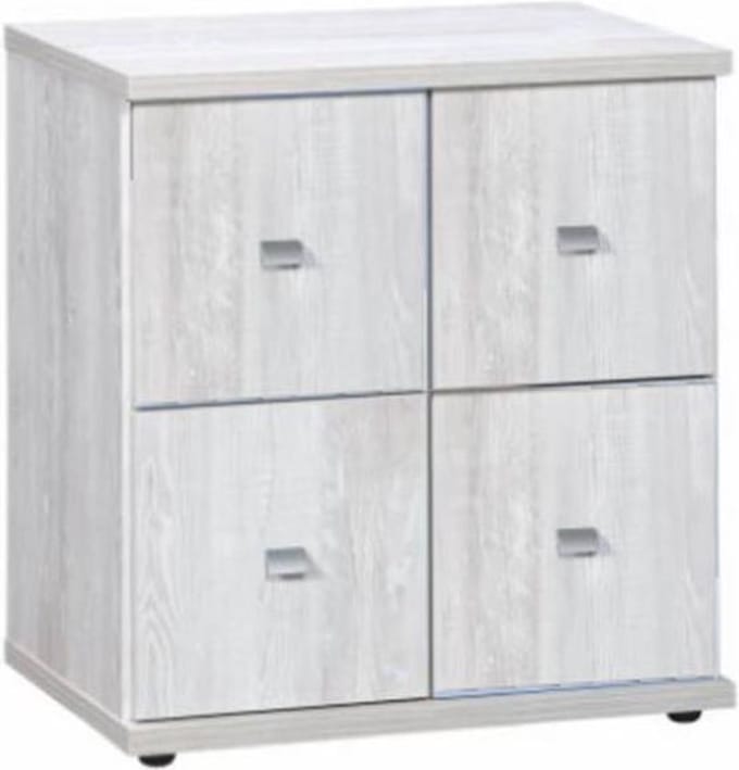 Opbergkast Ahorn 4 Vaks - Licht Grijs Hout - Son