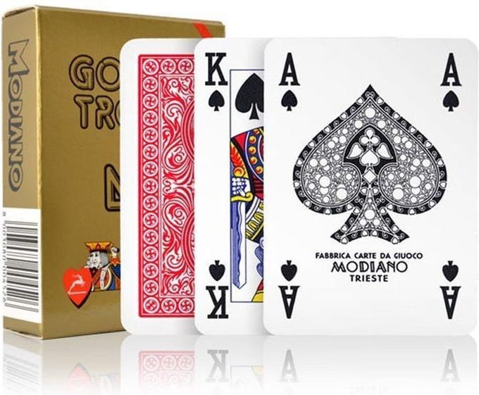 CARTE MODIANO POKER GOLDEN TROPHY 4 STANDARD INDEX Rood