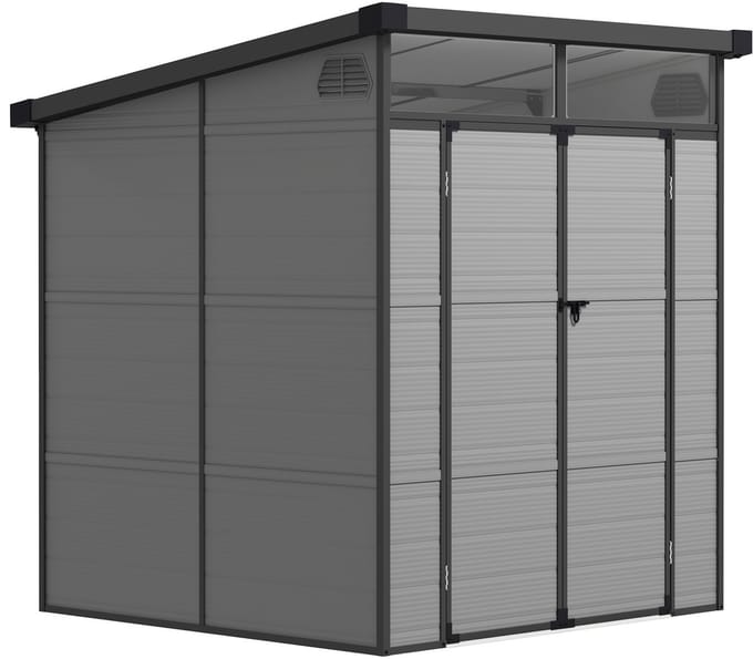 Outsunny-Gerätehaus-Kunststoff, Aluminium-190L x 191B x 215H cm-Hellgrau