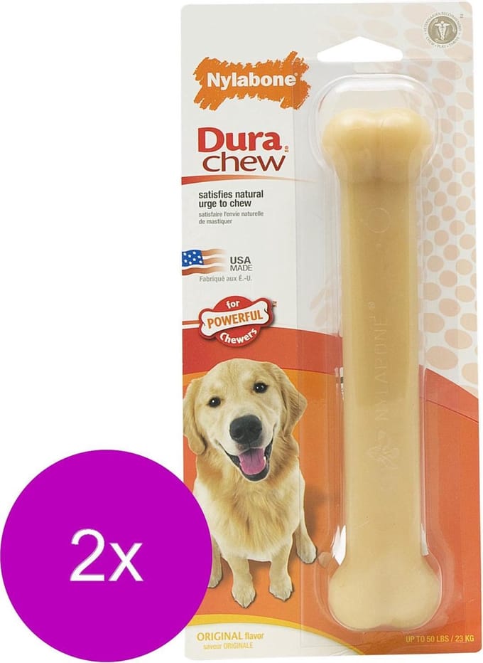 Nylabone Durachew Bone Giant L - Hondenspeelgoed - 2 x Beige