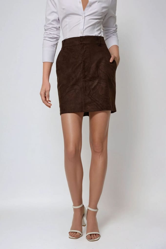 Hoge Taille Faux Suède Mini Rok