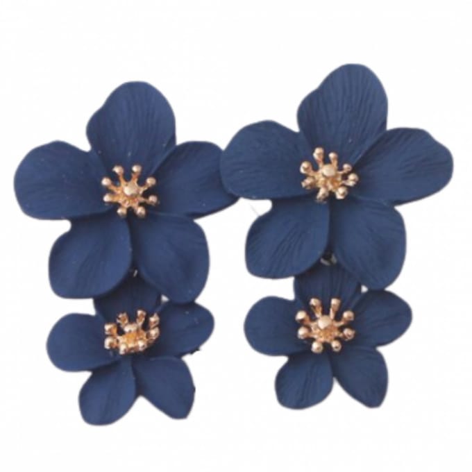 Oorbellen -Glee -Blauw -bloem- Charme Bijoux