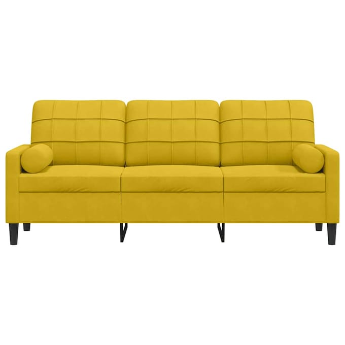 vidaXL - Driezitsbank - met - sierkussens - 180 - cm - fluweel - geel