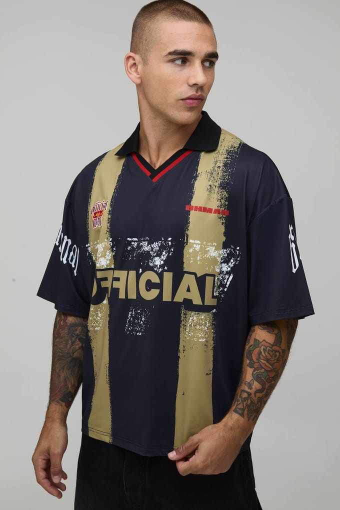 Oversized Boxy Officieel Gestreept Sporttop | Black | Size Medium