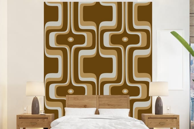 Behang - Fotobehang Retro - Design - Bruin - Breedte 180 cm x hoogte 220 cm