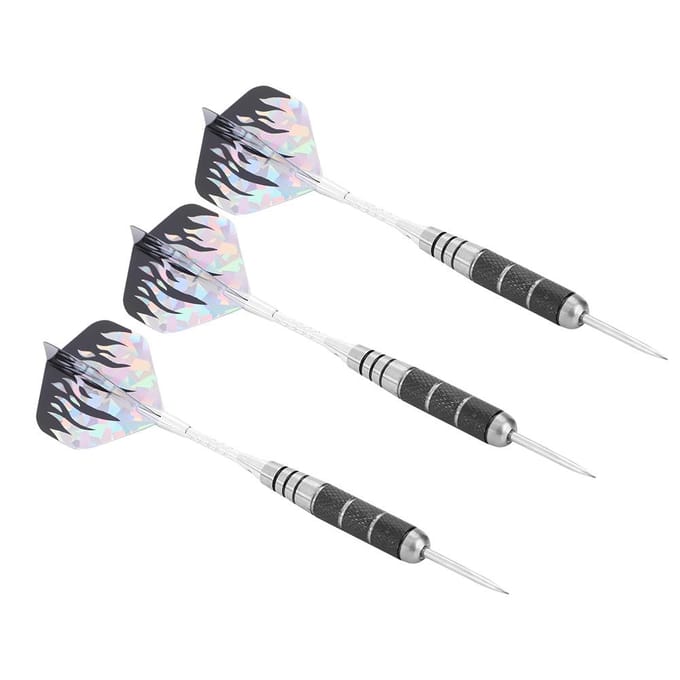 3 Stuks 153mm Professionele Roestvrijstalen Punt Target Werppijlen Set Met 6 Stuks Flights gray