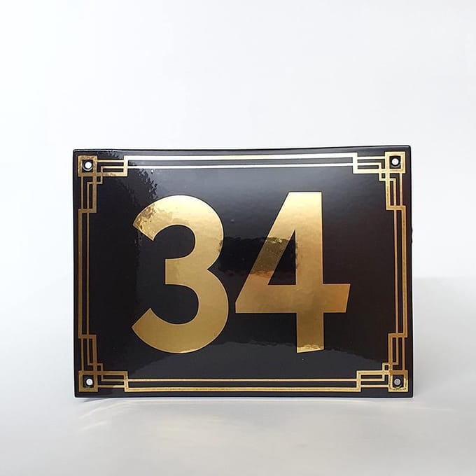 Art deco | jaren ’30 | luxe emaille huisnummer - 34