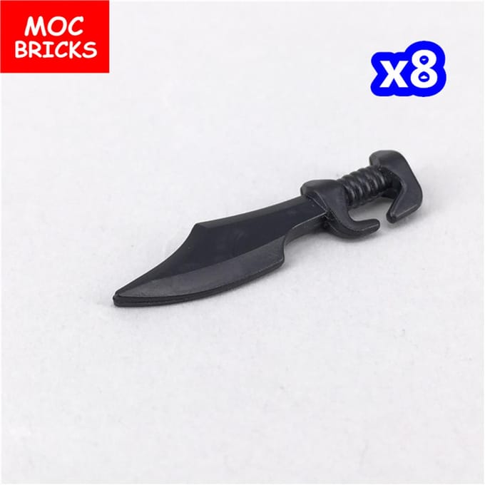 Briques MOC Épée Noire Bouclier Lance Hachette Casque Chevaliers Médiévaux Rome Figurine d'Action Blocs de Construction Éducatifs Cadeaux