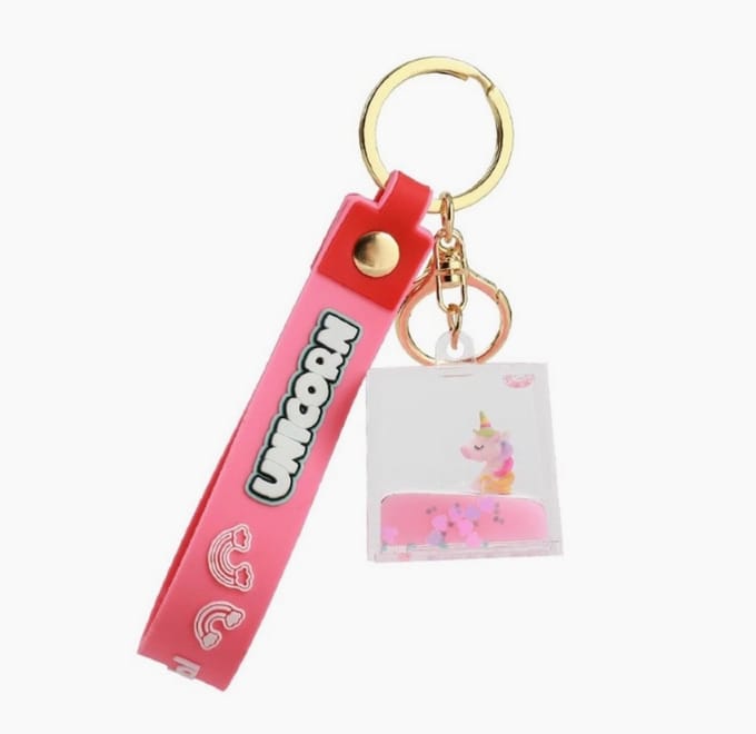 iTotal Sleutelhanger Kubus Eenhoorn Cube Liquid Keychain UNICORN 3.3x2.9x5cm