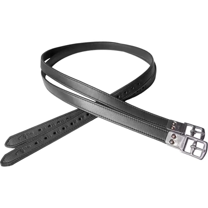 Dy'on Premium Zachte Lederen Stijgbeugelriem 145cm Zwart