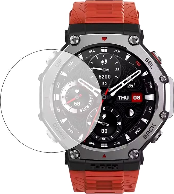 Screenprotector geschikt voor Amazfit T-Rex 3 – Gehard glas – Hoge kwaliteit screen protector – Tempered Glass 9H – 1 stuks – TechDefend