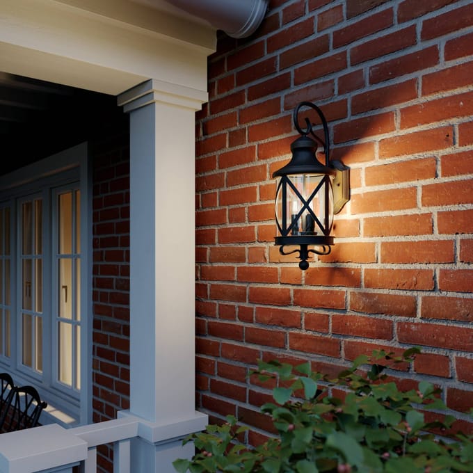 Lucande - Wandlamp buiten - 3lichts - Ijzer, glas - H: 52.1 cm - E14 - roestkleurig, helder