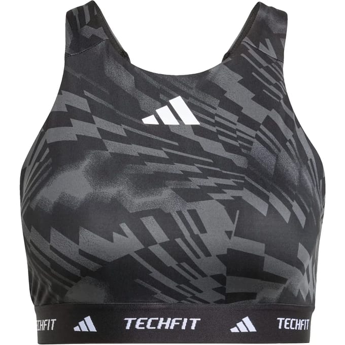 Adidas Techfit High Neck Print Sportbeha Met Medium Impact Zwart S / CD Vrouw