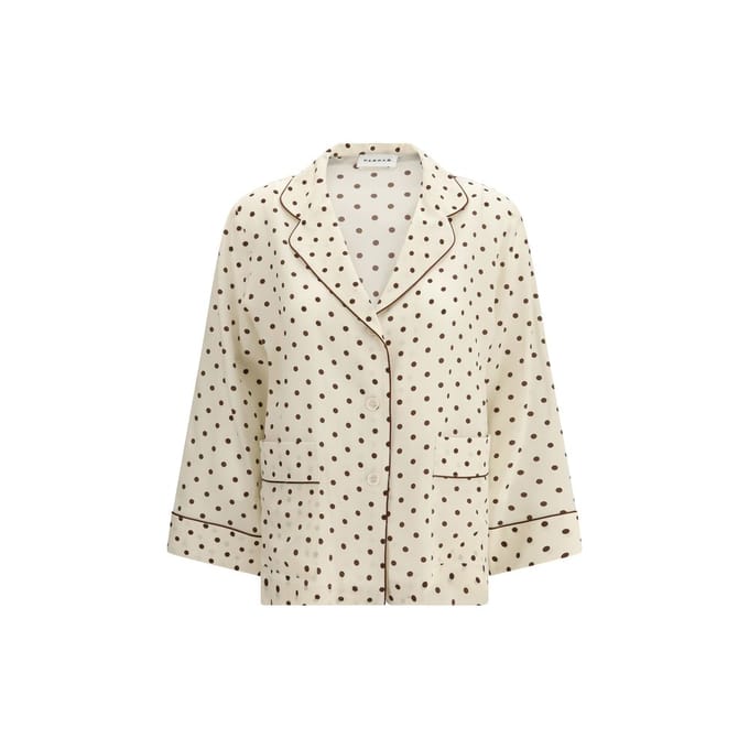 P.A.R.O.S.H. Beigegelakte Zijde Patroon Shirt