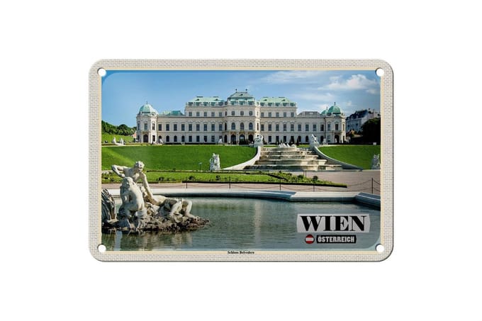 Blechschild Reise Wien Österreich Schloss Belvedere 18x12cm Schild