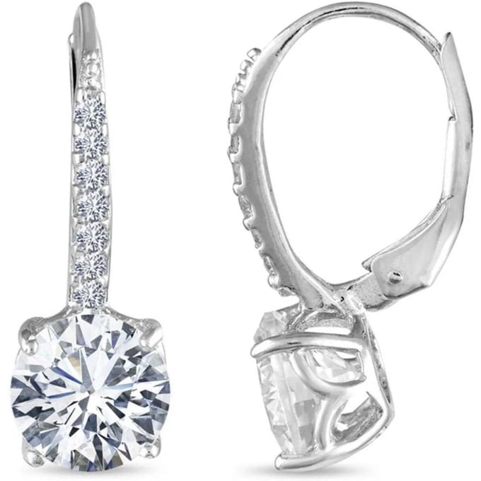 Dames Oorringen met Dangle en Cubic Zirconia, 925 Sterling Zilver BIPE019