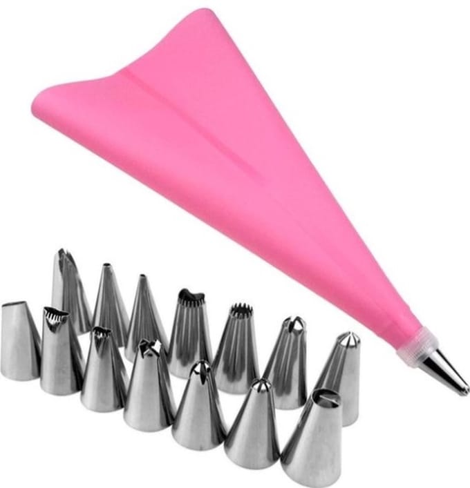 *** Spuitzak Met Spuitmondjes - Spuitzak - 14 Roze Spuitmondjes - van Heble® ***