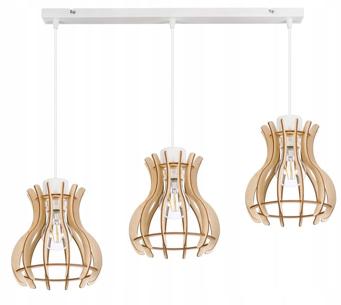 Loft Hanglamp Hout 3x E27 - Stijlvolle Verlichting
