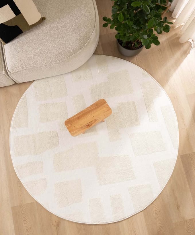 Rond vloerkleed Scandinavisch - Contour Stone crème 200