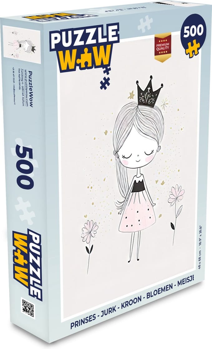 Puzzel Prinses - Jurk - Kroon - Bloemen - Meisje - Legpuzzel - Puzzel 500 stukjes