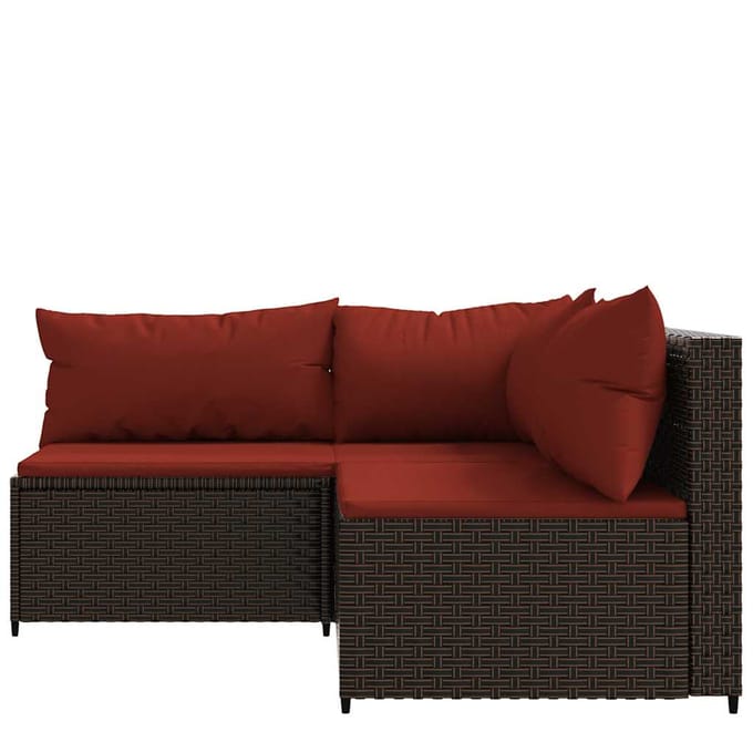 vidaXL - 3-delige - Loungeset - met - kussens - poly - rattan - bruin