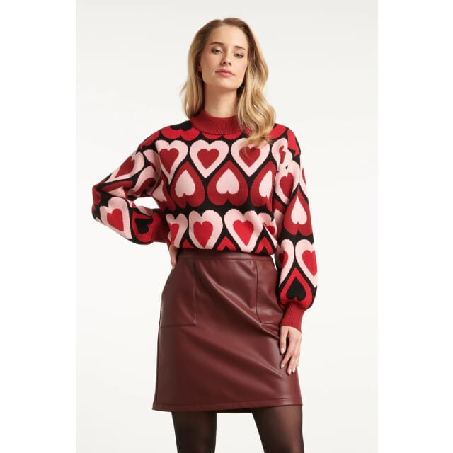 Smashed Lemon Gebreide haartjes knit top in rood en bordeaux |