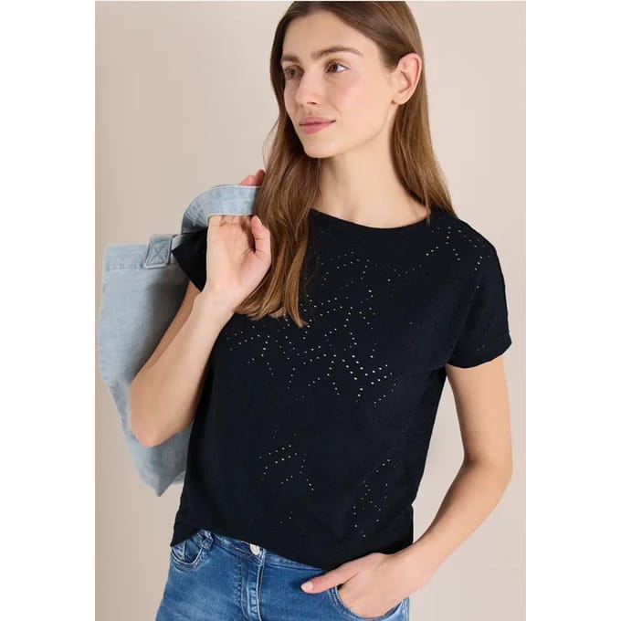 Shirt met boothals in ajour look