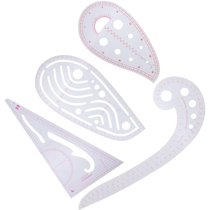Kledingmeetliniaal Set Multifunctionele Patroonsnijden Mouwkooi Curve Liniaal 4-delige Set white