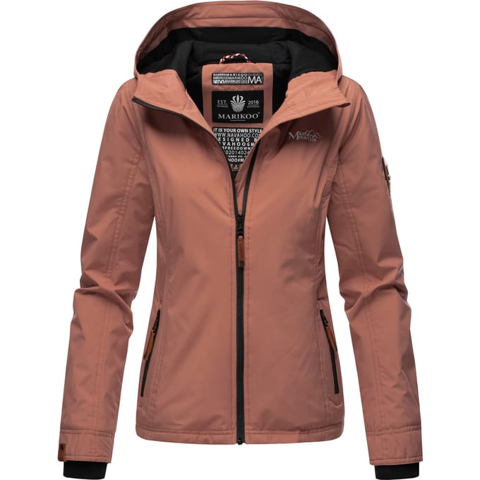 Marikoo dames overgangsjas lichtgewicht water- en windafstotend met capuchon terracotta