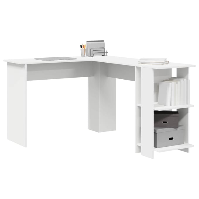 vidaXL - Hoekbureau - Wit - Bewerkt - hout - 140 - x - 113,5 - x - 75 - cm