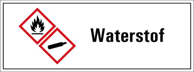 Waterstof GHS tekststicker 200 x 75 mm