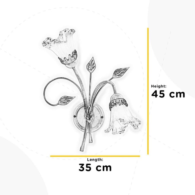 ONLI Lancia wandlamp, ivoorkleurig, 2-lamps, ijzer, glas