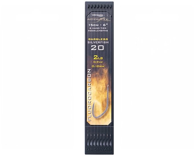 Drennan Onderlijnen Acolyte Silverfish Barbless (15cm) - Maat : Haak 20 - 0.10mm
