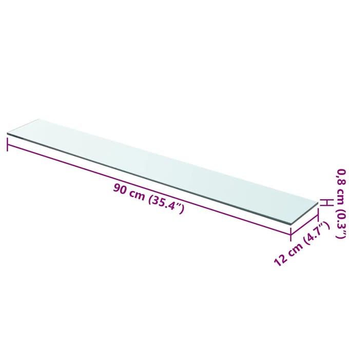 vidaXL - Wandschap - transparant - 90x12 - cm - glas