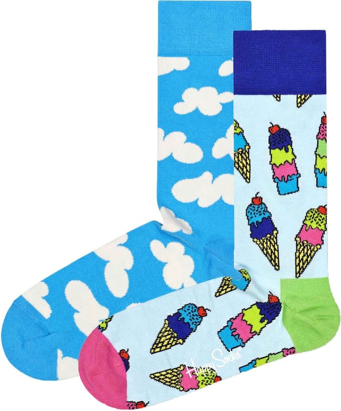 Happy Socks unisex giftbox 2P sokken sunny day blauw