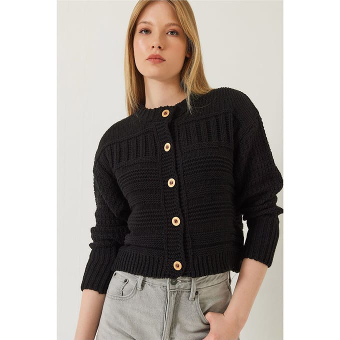 Geknoopte Cardigan met Ronde Hals