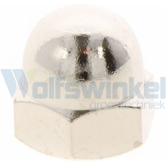 Hoenderdaal dopmoer messing vernikkeld m10 din 1587 - doos à 50 stuks