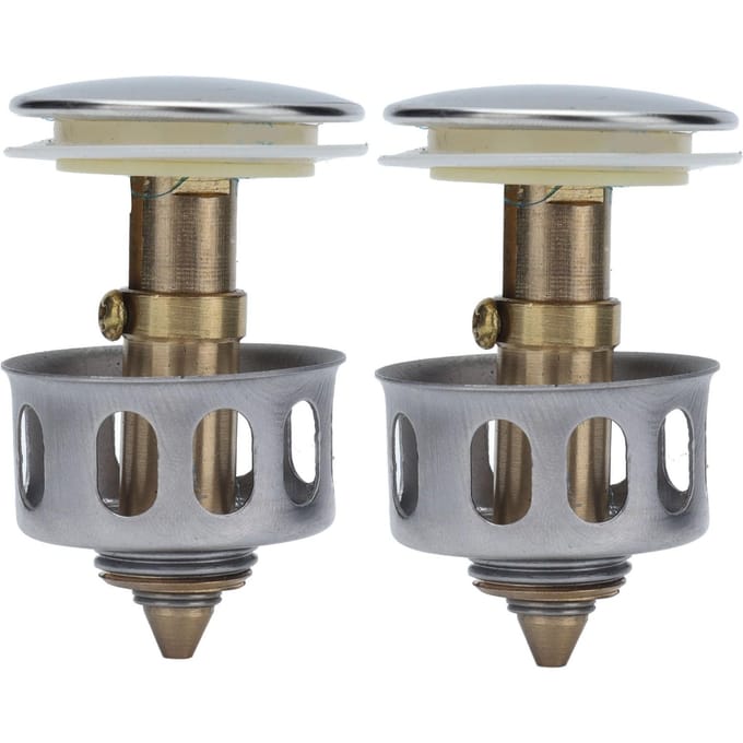 2 Pièces Push Bounce Core Bouchon d'Évier Universel à Poussoir Filtre de Drain Pop-Up pour Salle de Bain gray