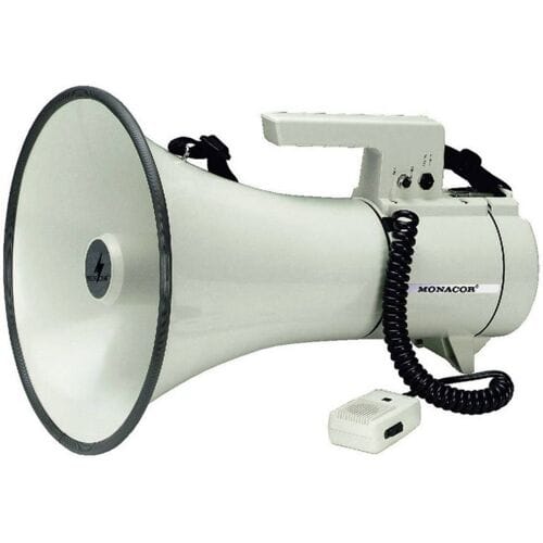 Monacor TM-35 Megafoon Met handmicrofoon, Met draagriem, Met geluiden