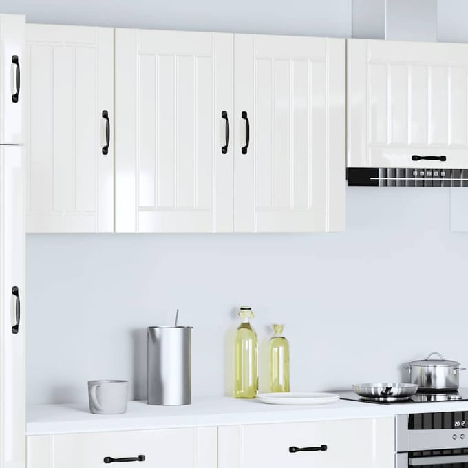 vidaXL - Keukenbovenkast - Lucca - bewerkt - hout - hoogglans - wit