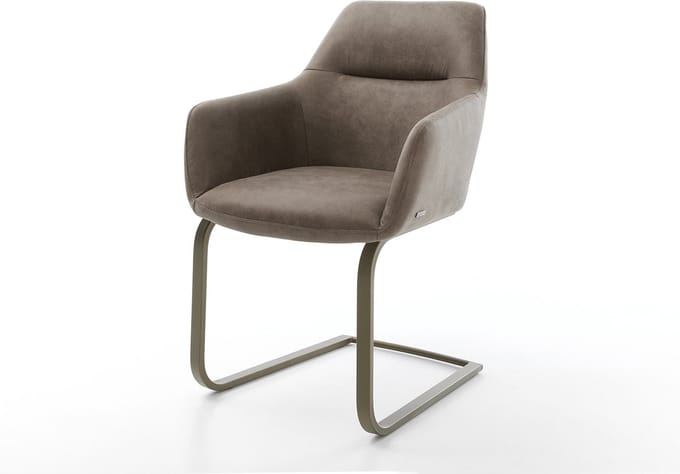 Sledestoel Pejo-Flex sledemodel vlak afwerking met titanium microvelours taupe vintage pocketveer kern